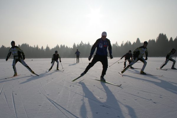 Entraînement sur l'étang de Frasne
